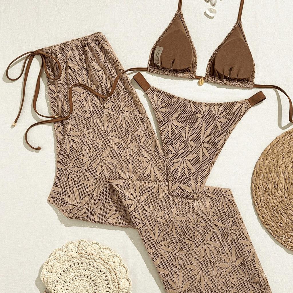 JYL stripe tie fashionable split swimwear elastic bikini for seaside holiday gathering trip