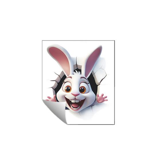 

3D Визуальные Милые Кролики Наклейки на Туалет Самоклеящиеся Мультяшные Зайчики Трескающийся Деколь на Крышку Сиденья Туалета для Ванной Комнаты Настенный Декор Автомобильного Окна A