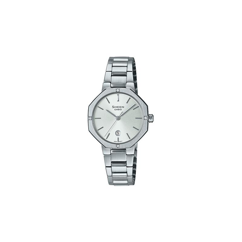 

Casio CASIOSHEEN series casual business octagonal dial three-hand display sapphire quartz movement stainless steel strap SHE-4543D-7AUPR-person серебряный