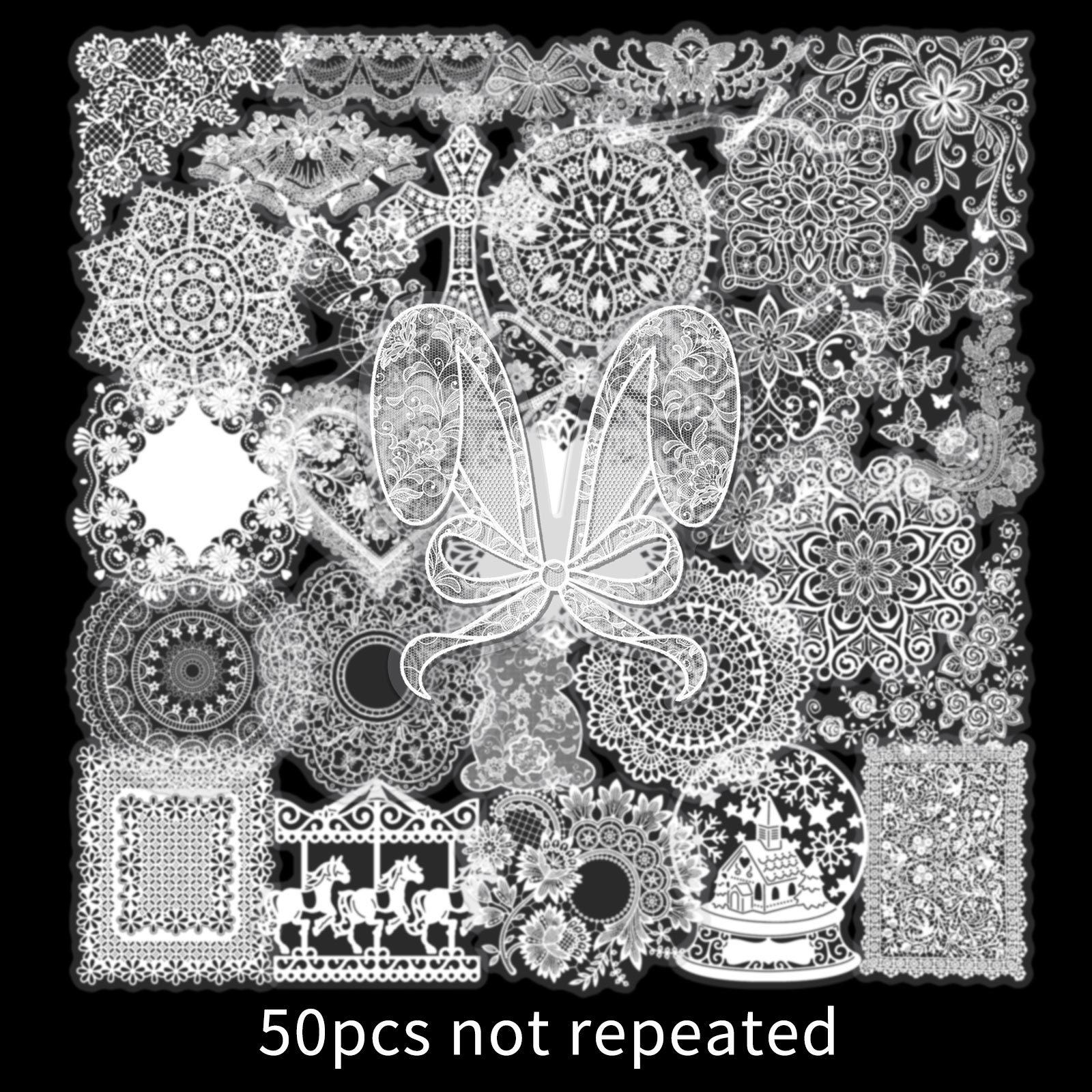 50 шт. Кружевные Водонепроницаемые Прозрачные Наклейки в Стиле Граффити - Не Требуется Вырезание для Декора