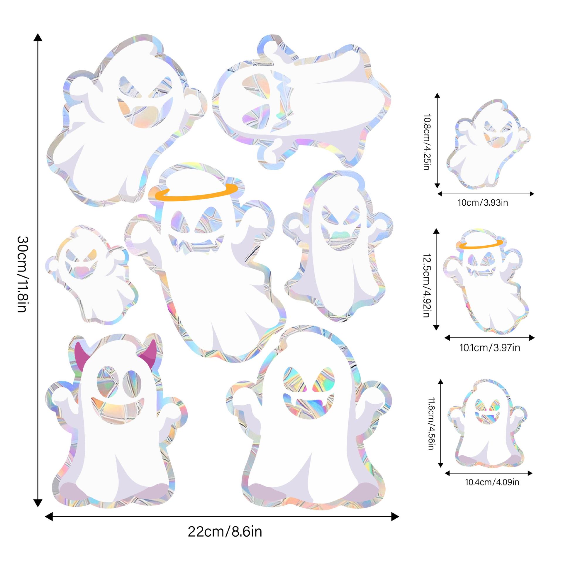 

Новые, Красочные, Хэллоуин, Наклейки на окна с белым привидением, Наклейки на стекло балкона, Статические наклейки для дверей и окон, Украшения для вечеринки 22*30cm