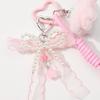 Autumn & Winter Sweet Casual Pompom Bow & Heart Woven Keychain Charm