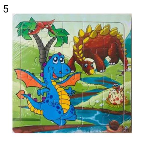 20Pcs Wooden Puzzle Toys Cartoon Animals Intelligence Educational Kids Gift