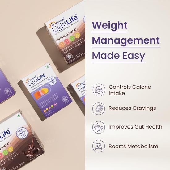 Dr. Morepen LightLife Power Plan | 50 Sachets (Pre-Meal Nutrition Mix) & 10 (On-The-Go Meal) Sachets 30 Consumption Days