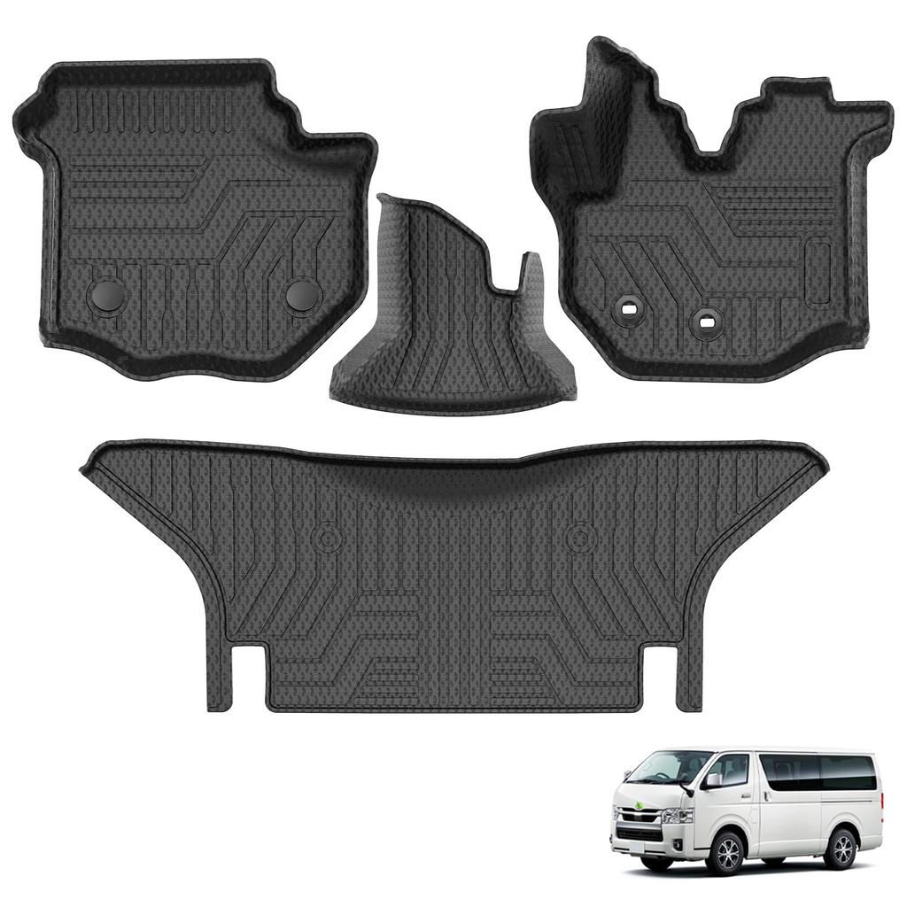Cartist 3D Floor Mats for Toyota Hiace 200 Series Compatible with and 8th Generation 2004 and TPE Material Custom Easy Protective Car 4PSC Set for