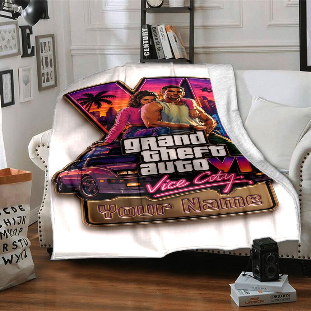 Grand Theft Auto Customize Text Blanket Lightweight Personalized Blanket Comfortable Suitable for Office Livingroom Nap Sofa Four Seasons Universal