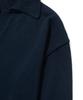 KNITTED Open Collar Ribbed Collar Knit Navy