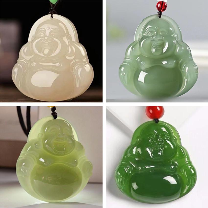 Pendant Buddha Outer Mask Laughing Buddha Yellow Mouth Maitreya Buddha Lake Water Green Buddha Necklace