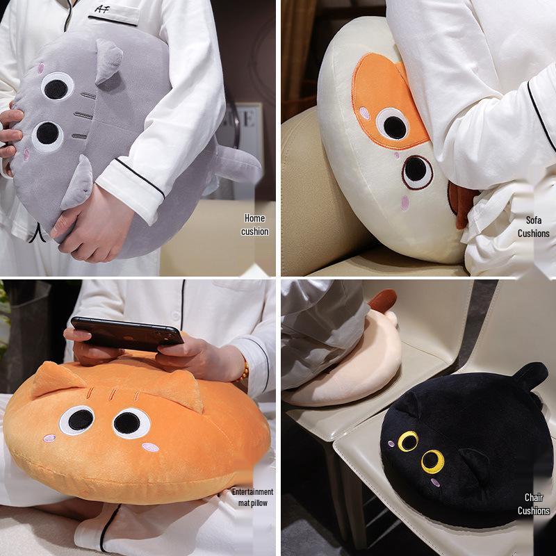 Internet Celebrity Cat Plush Non-Slip Seat Cushion - Soft Biscuit Design for Home & Office Chair