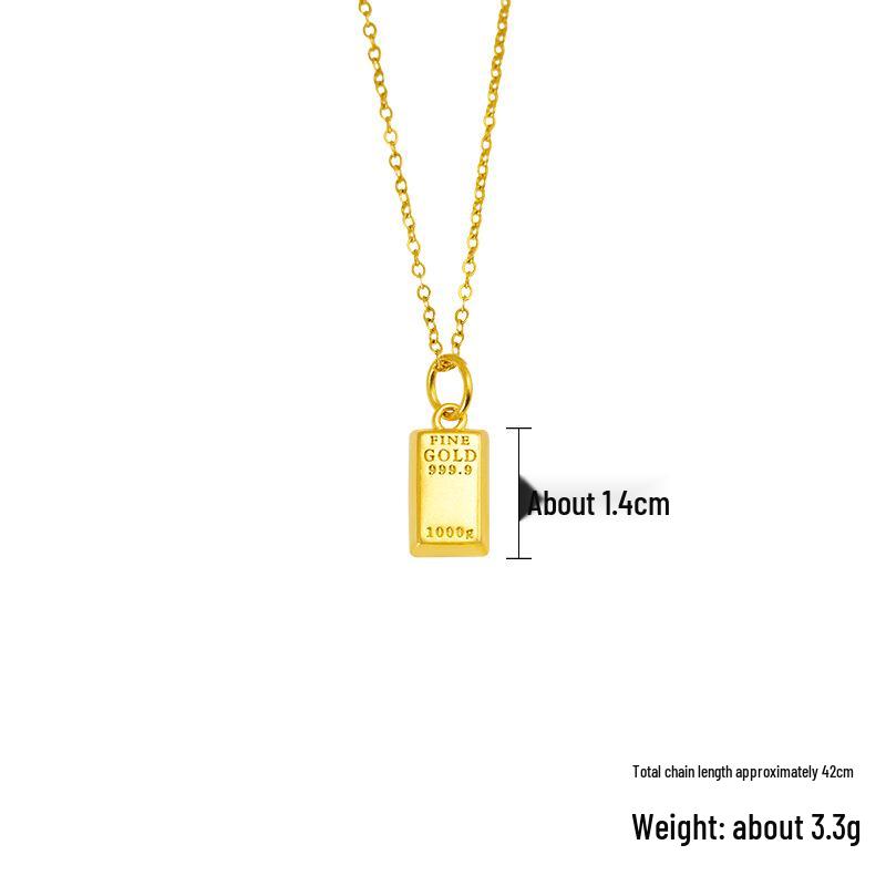 Colier cu Pandantiv Bară de Aur Simulat Nisip Auriu - Bijuterii din Aliaj de Alamă de Lungă Durată, care Nu se Decolorează pentru Femei