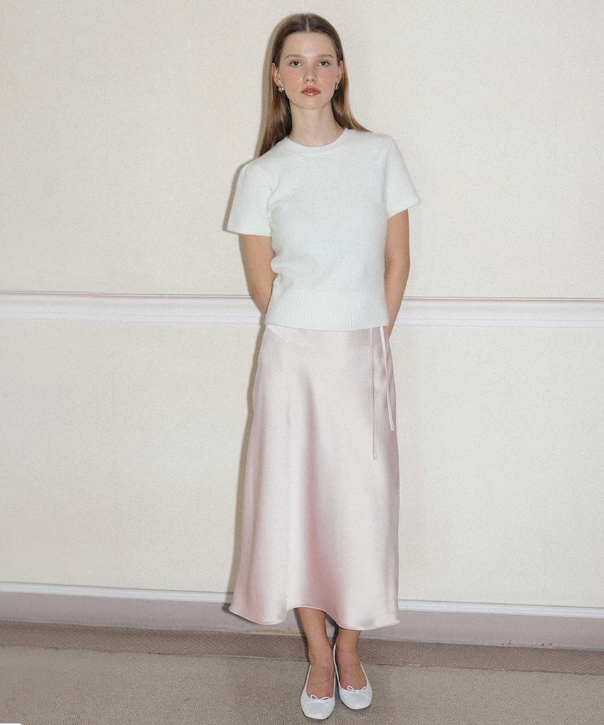 TTUDEMENT Satin Long Skirt (Pink)