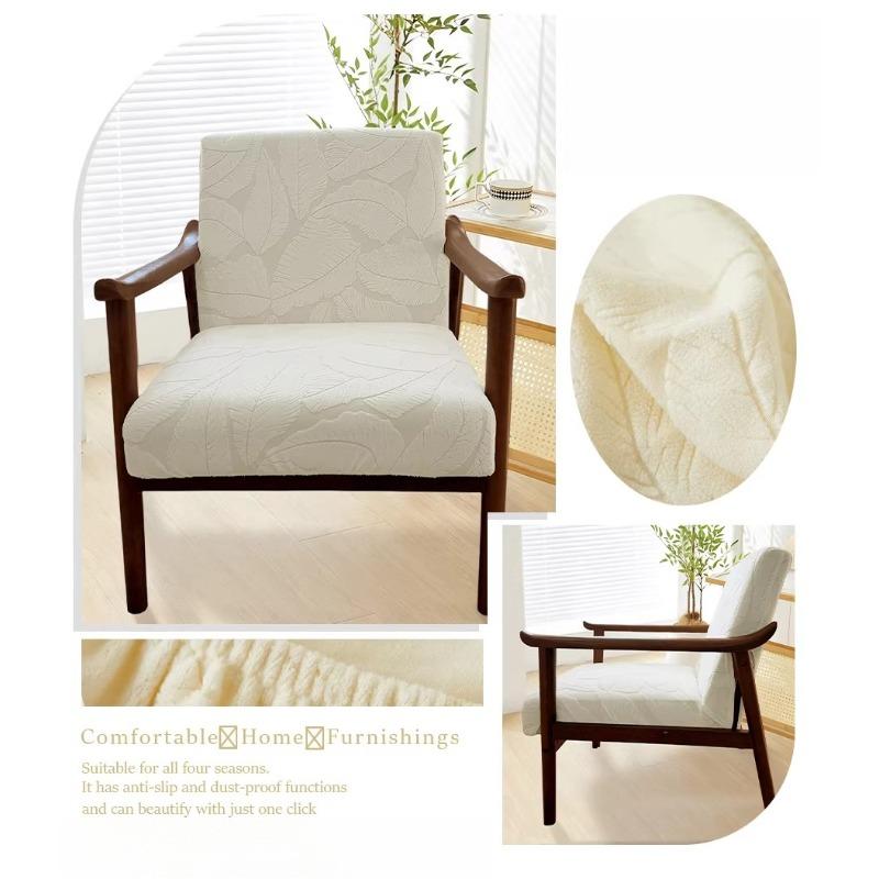 Funda Elástica con Cremallera para Sillón Jacquard de Hojas Fundas para Sillas Decoración del Hogar Funda Elástica para Silla Protector Elástico para Muebles de Silla Lavable