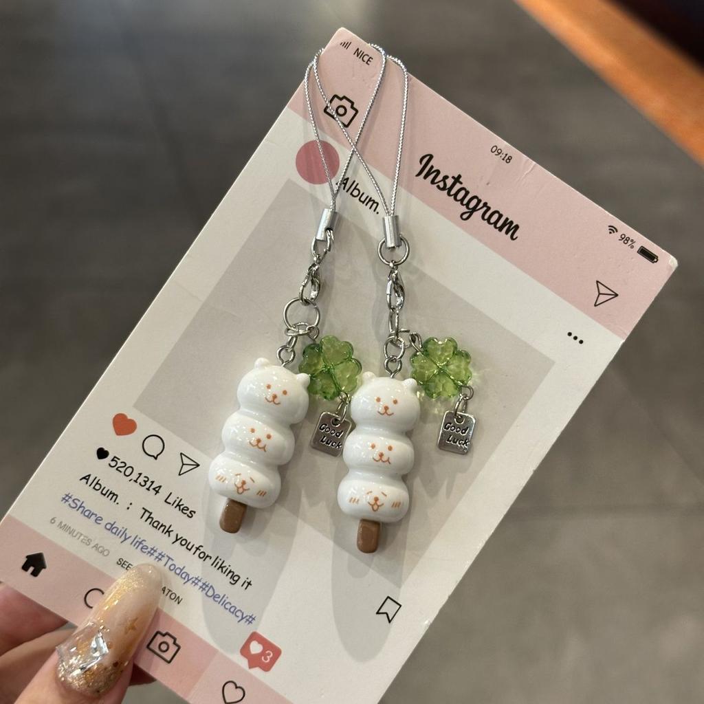 Cute Lucky Leaf Phone Charms Pendant Kawaii Cat Cases For iPhone 17 CCD Camera Airpods Ins Korea New Handmade DIY Accessories