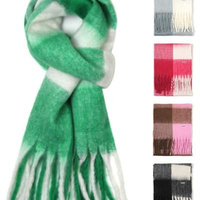 GRAVER [UNISEX] Logo Embroidered Big Check Bold Long Muffler_5 Colors