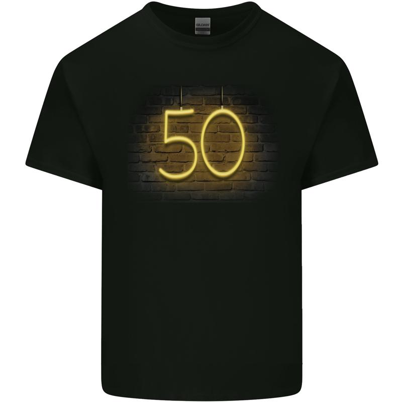 

50th Birthday Neon Lights 50 Years Cotton Men s T-Shirt - Men s Summer Cotton Graphic Tee S разноцветный