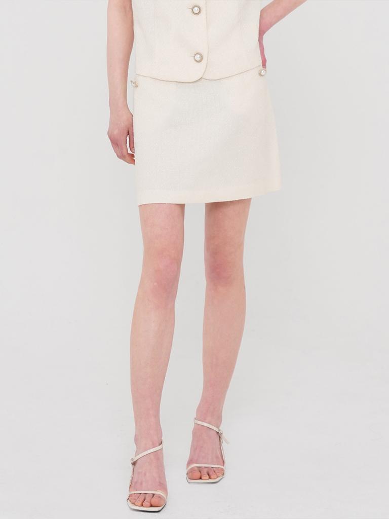 SISTERHOOD Tweed A-Line Mini Skirt - Ivory