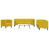 3 Piece Chesterfield Sofa Set with Neck Pillows Yellow Velvet