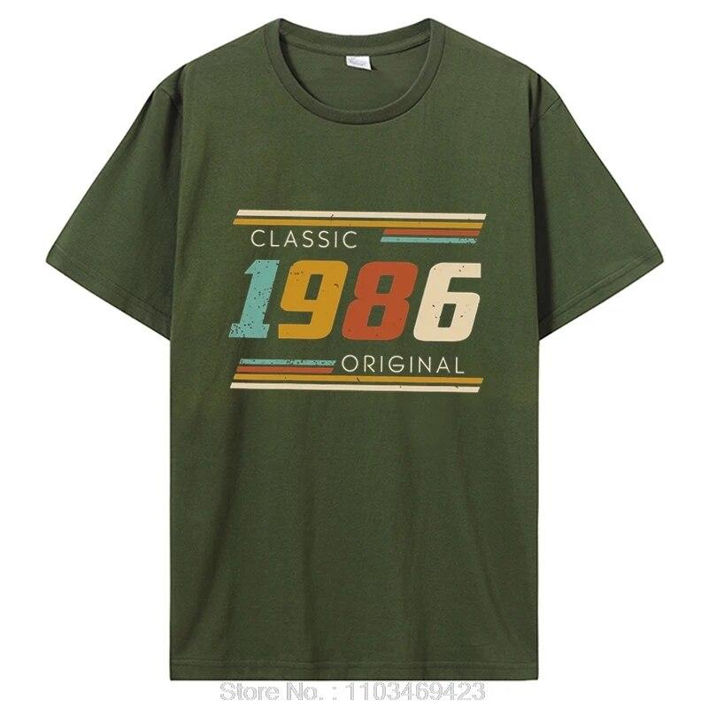 Lustiges Vintage 1986 T-Shirt Sommerstil Grafik Baumwolle T-Shirt Streetwear Geburtstagsgeschenke T-Shirt Unisex Kleidung Übergroß