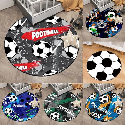 Futbolo sporto tema Kamuolys Futbolas Apvalus kilimas Svetainės apskritas grindų kilimėlis Skalbiamas namų koridoriaus zonos dekoratyvinis kilimas Vonios durų kilimėlis
