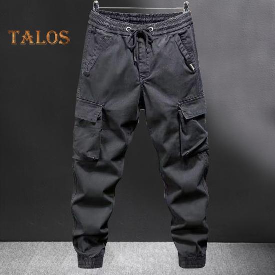 Women Cargo Pants with Multi Pockets Elastic Waist Ankle-banded Plus Size Loose Solid Color Outdoor Trousers for Camping Hiking Travel
