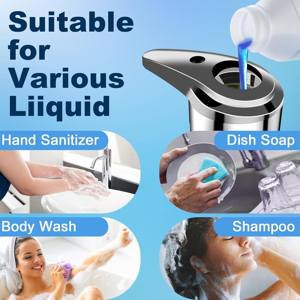 Automatic Soap Dispenser, Touchless 3-Level Adjustable Hand Sanitizer Dispenser, Equipped Upgraded Waterproof Base Infrared Sensor, Soap Dispenser