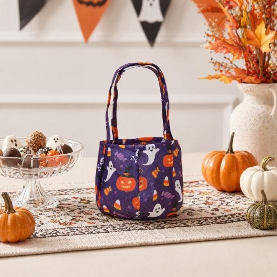 Baizihuahu Halloween Candy Bucket for Kids, Non-Woven Trick or Treat Tote Basket, Pumpkin Ghost Snack Holder with Handle Party Favors