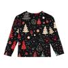 Christmas Day Girls' Long Sleeve Blouse - Round Neck Soft Waist Tunic