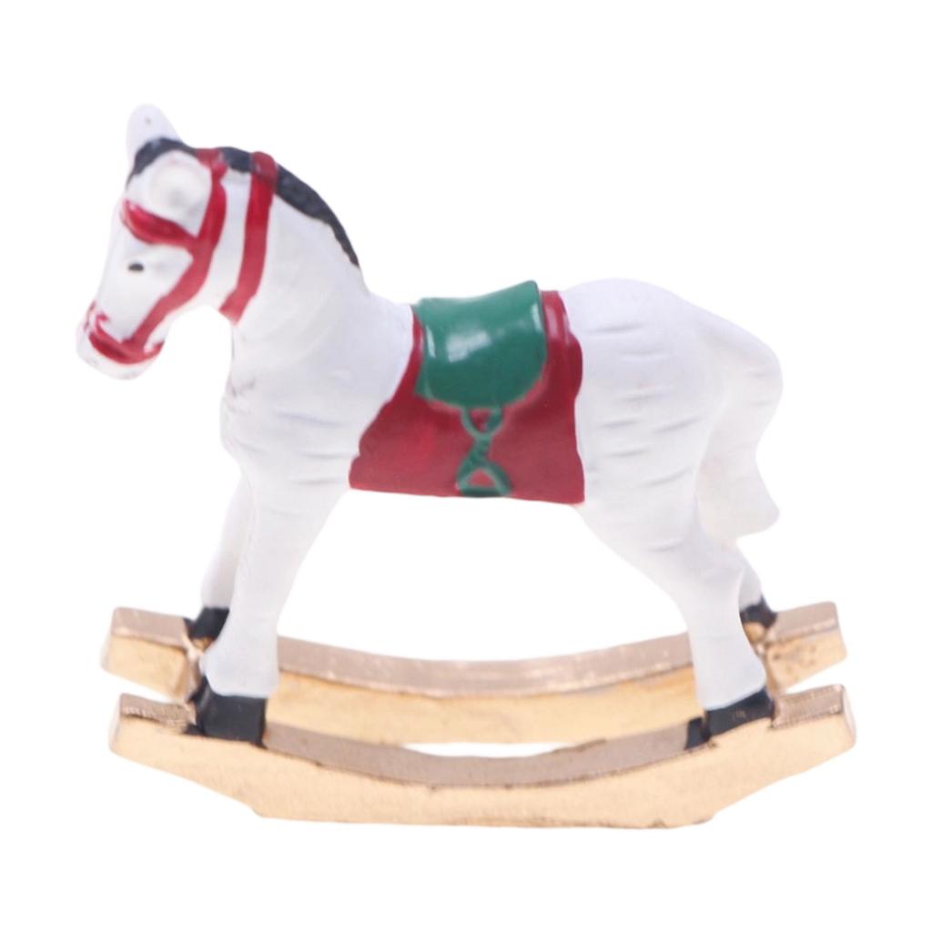 Hand Carved Miniature Christmas Wooden Horse Ornament Eco Friendly Safe Decor For Dollhouse Display