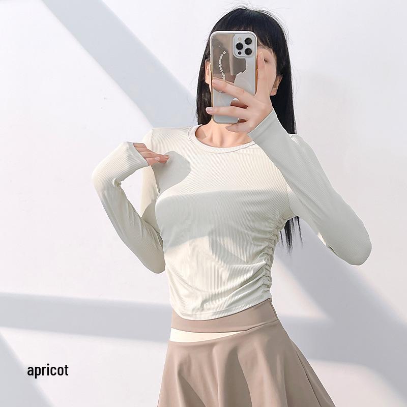 

Осенний приталенный топ для йоги с длинным рукавом - Дышащий, Подчеркивающий талию, Эластичный, Удобный Large абрикосовый