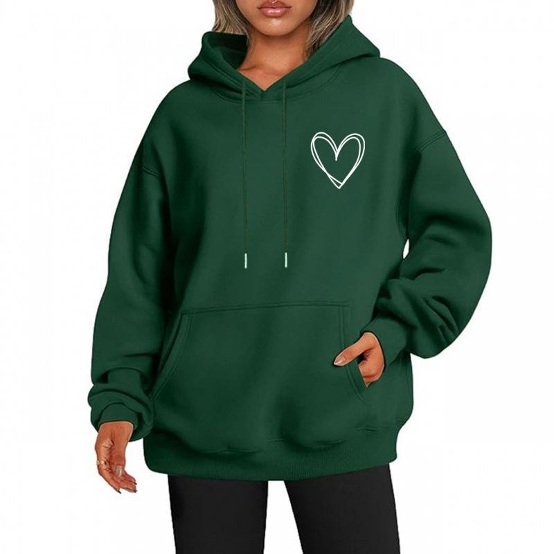 Autumn Love Printed Hoodies Fashionable Casual Sports Long Sleeved Women's Hooded Sweatshirts