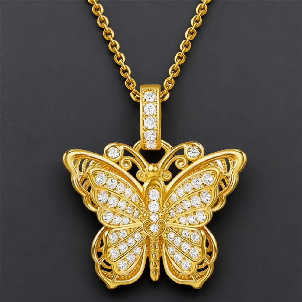 Cute Female Butterfly Pendant Necklace Vintage Silver Color Wedding For Women