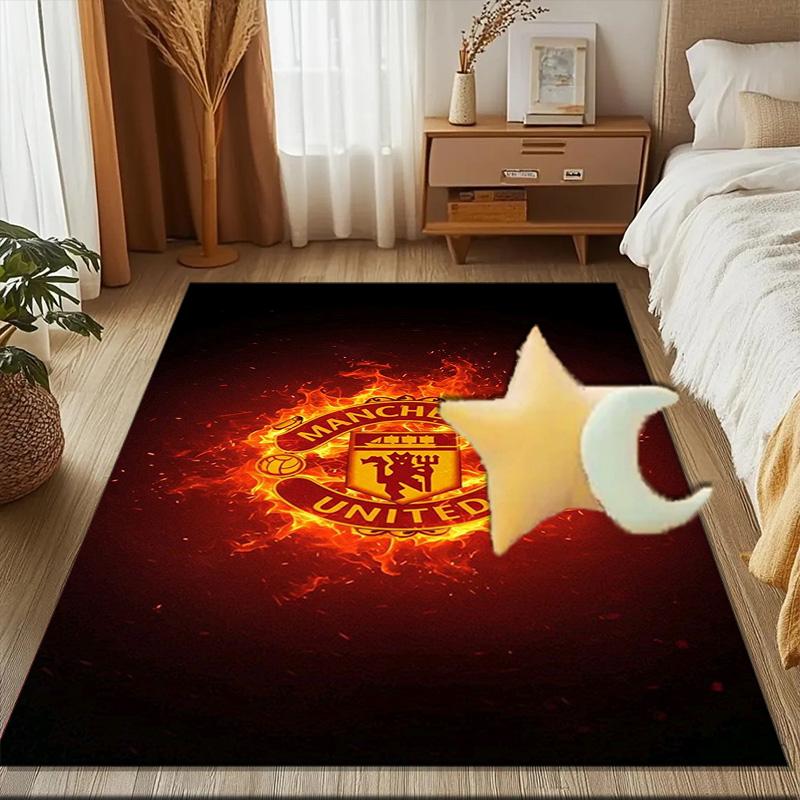 Manchester United Crest Rug Game Carpet, Floor Mat for Bedroom Living Room Entryway Rug, Home Decor Idea Gift for Christmas birthday