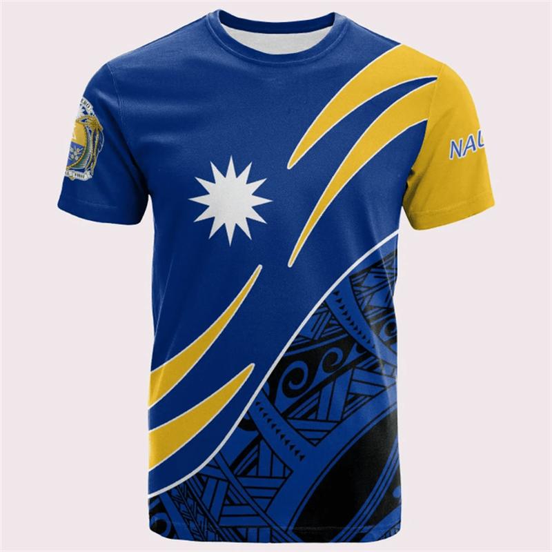 Nauru Flag Graphic T Shirts NR National Emblem 3D Print T Shirt For Men Clothing Sports Contest Jersey Daily Tees Boy Tops 2024