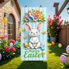Happy Easter Door Cover Funny Bunny Lining for Doors Easter Spring Colorful Eggs Rabbit Flower Backdrop Home Door Decoration New
