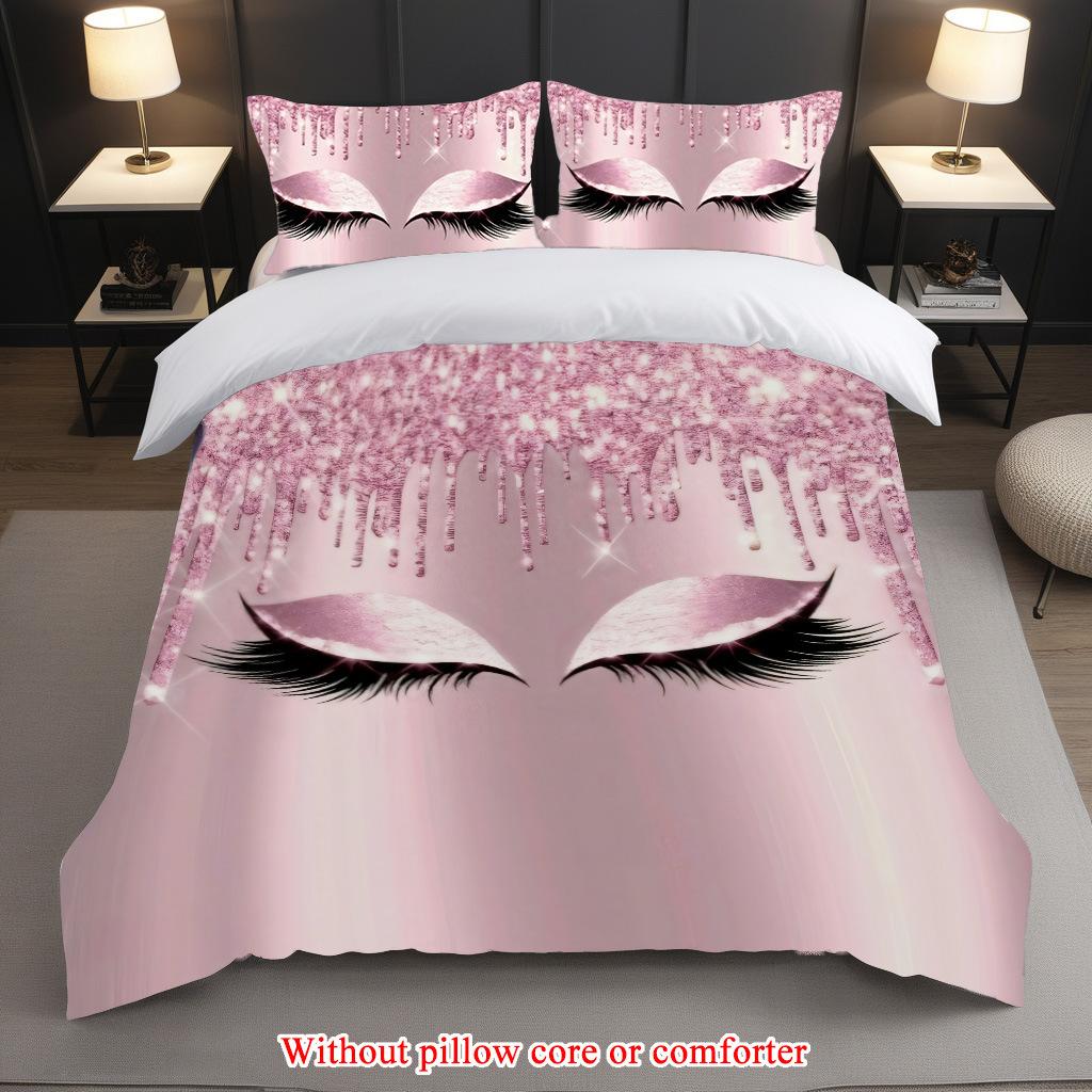 Duvet Cover Set Fashion Eyelashes 3D Digital Printing Three-Piece Bedding Kit