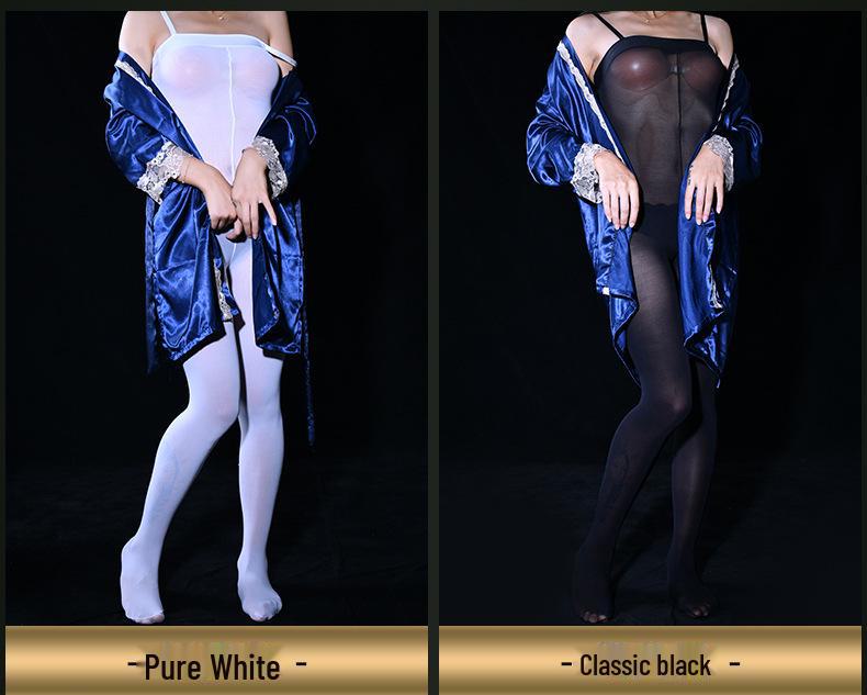 Qinghe 10D Transparente Strapsstrümpfe & Verstellbarer Träger Tube Top Body Set