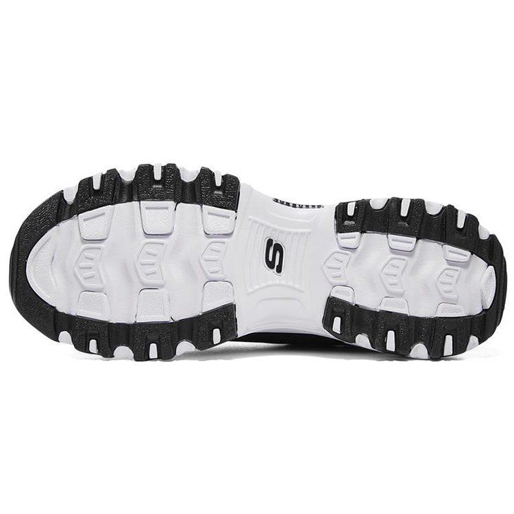 Skechers D'Lites 1.0 Low Dad Shoes Gs Black/White Women's 896027-BKW