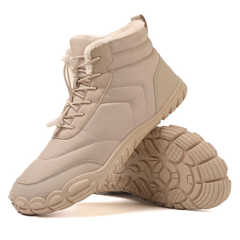 Winter five-finger cotton shoes, men's and women's high-top snow boots, piled and thickened to keep warm, non-slip and anti-splashing water, hiking