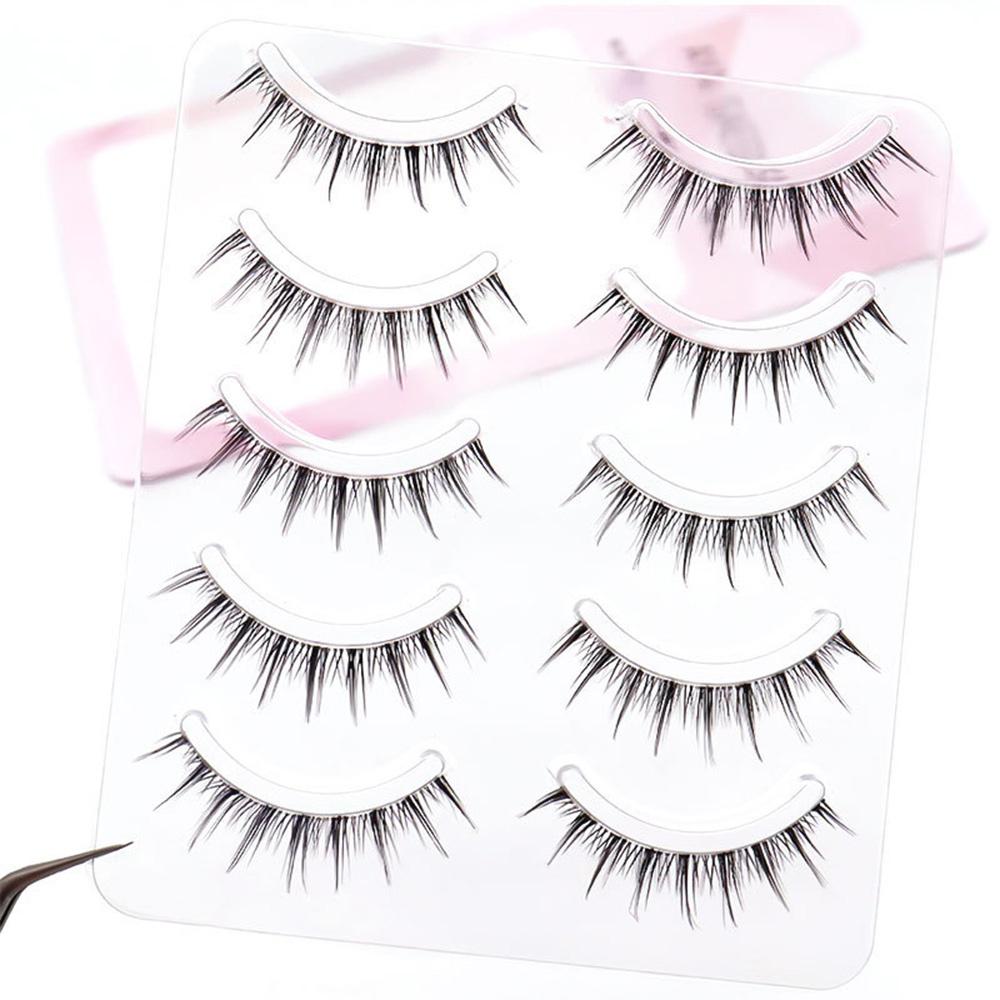 5 Pairs Realistic Curl False Eyelashes Soft Non Irritation Fluffy Eyeslashes for Daily Working or Stage Makeup