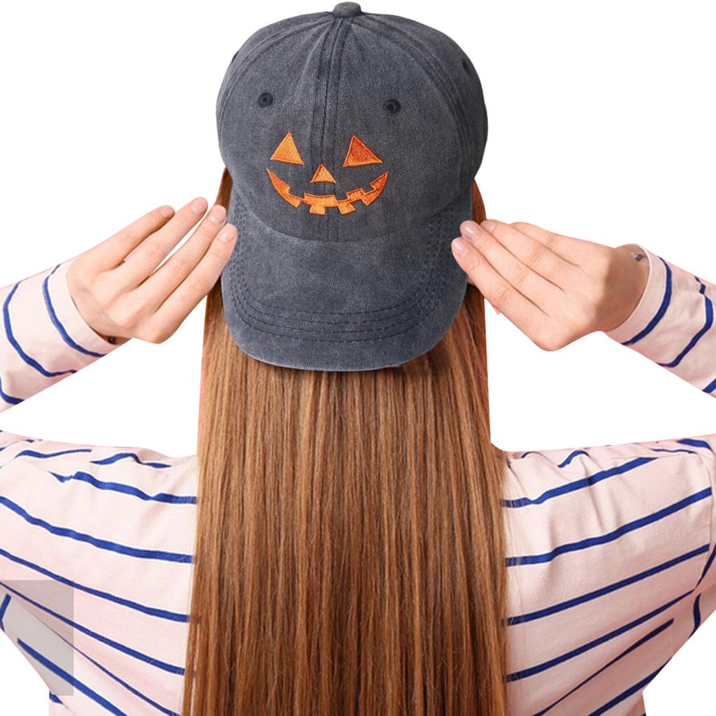 Halloween Pumpkin Hat Breathable Adjustable Baseball Cap Sun Protection Embroidery Baseball Hat for Outdoor Travel Camping