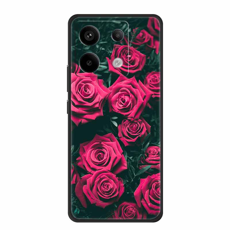 For Redmi Note 13 pro Case Pink Phone Case Fashion Silicone TPU Soft Back Cover Redmi Note 13 Pro Flower Capa 6.67" Cats Coque
