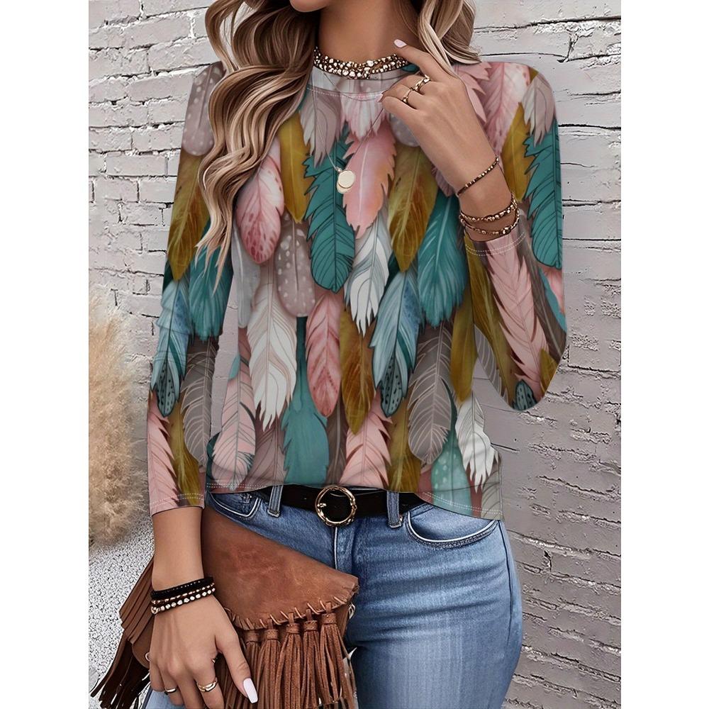 Printed Top, Modern Art Design, Suitable for Daily Wear