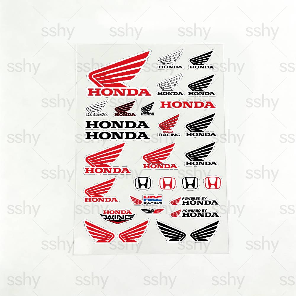 AAAKC1 For Honda Reflective Motorcycle Stickers Waterproof Vinyl Decals for Motorbike Helmet Fuel Tank Bike 20x30cm