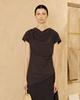 PADO SEOUL Shirred Cowl Neck Top Charcoal