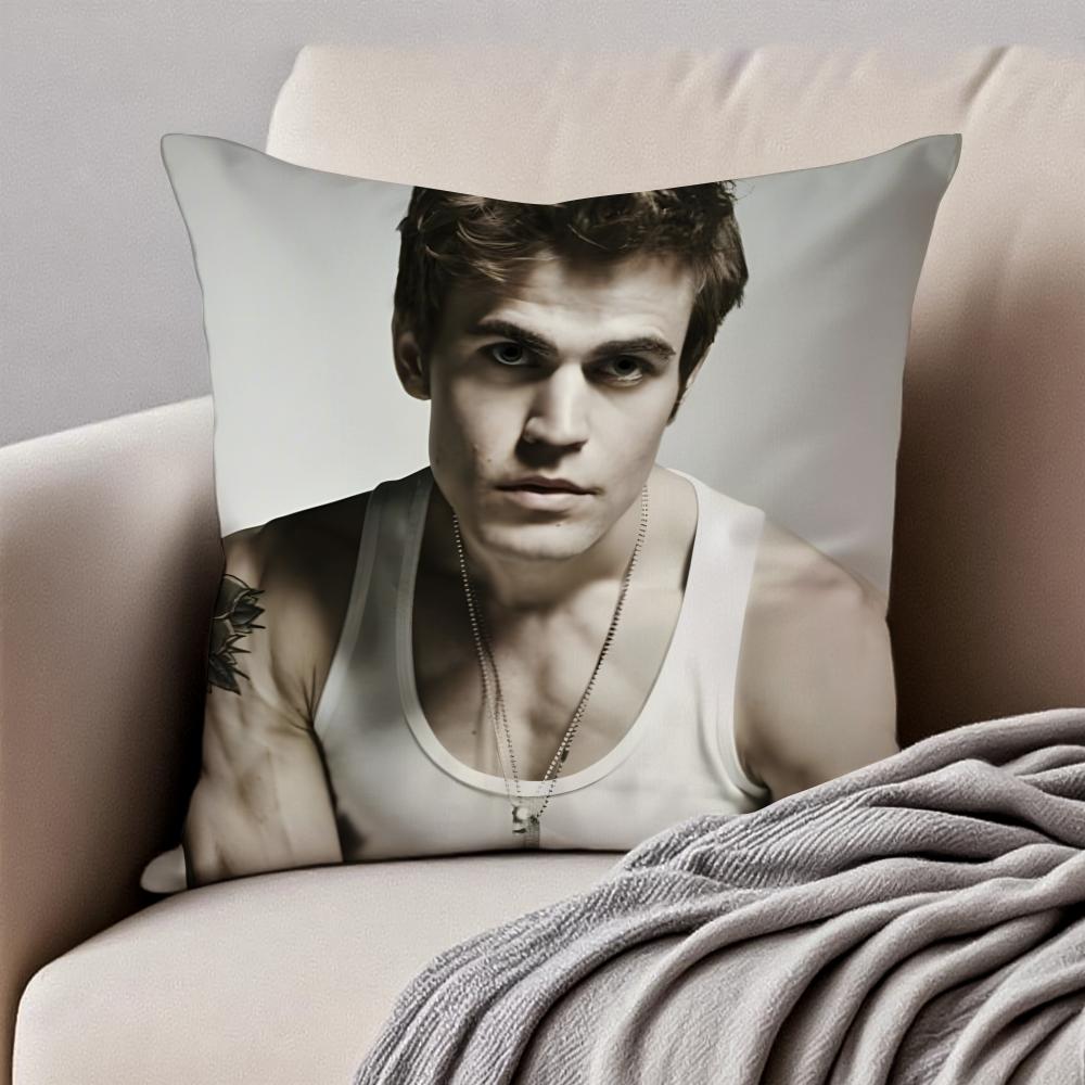 S-Stefan Salvatore Vampire Diaries Lead Cushion Cover Pillowcase Anti-Dustmite Invisible Zipper Short Plush Sofa Cushion