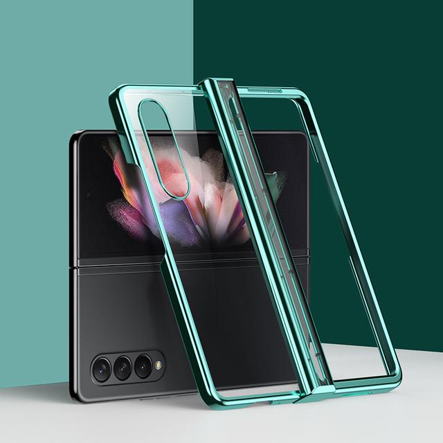 Hinge Full Protect Capa For Samsung Galaxy Z Fold 4 5g Case Ultra Thin Plating Transparent Shockproof Cover For Samsung Z Fold4