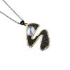 Jewelry Women'S Creative Moonstone Pendant Necklace Women'S Black Gold Versatile Sweater Shiny Irregular Pendant
