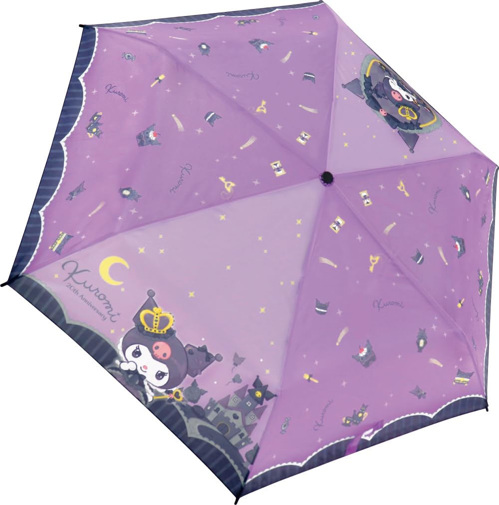 Kuromi Folding Purple Umbrella, 53cm, Hand-Open, Sanrio, Cute, Black,