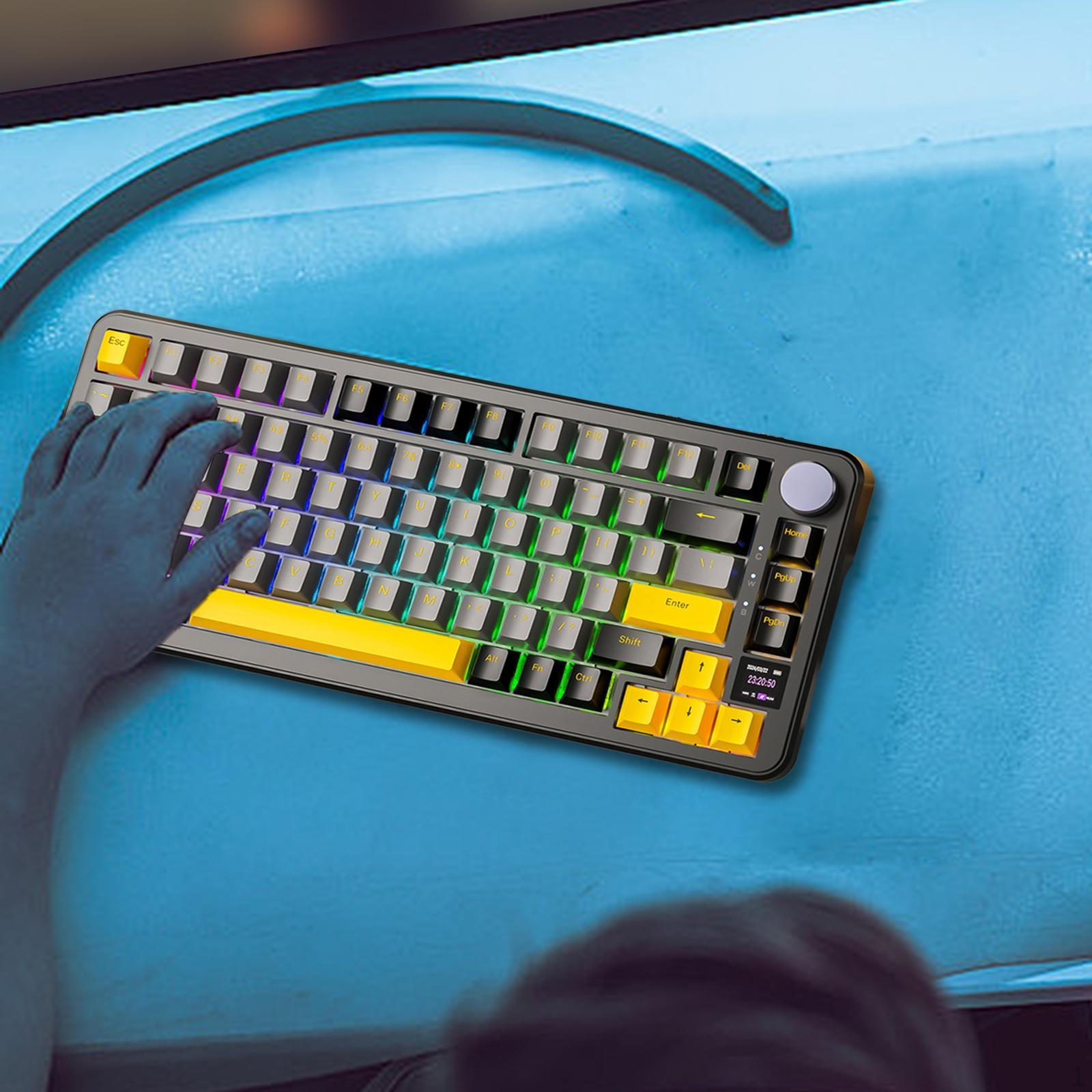 

Беспроводная механическая клавиатура для ноутбука, 3/5-контактное трехрежимное крепление с прокладкой Black Yellow