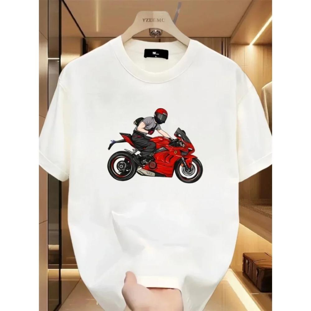 Large Size Breathable and Fun Clothes Ducati Men's Motorcycle Printed T-shirt Informal Cotton Top Fashionable and Handsome
